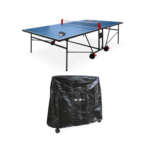 Table De Ping Pong Indoor Bleue. Avec 2 Raquettes Et 3 Balles. Utilisation Intérieure Housse En