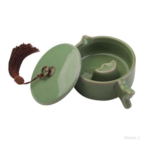 Encrier Multifonctionnel Encrier En Porcelaine Fait À La Main Avec Porte-Pinceau Pour La Pratique De La Calligraphie Chinoise Vert