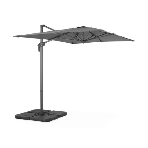 Parasol Déporté Rectangulaire 2x3m Antibes Gris Parasol Excentré Inclinable Rabattable Et