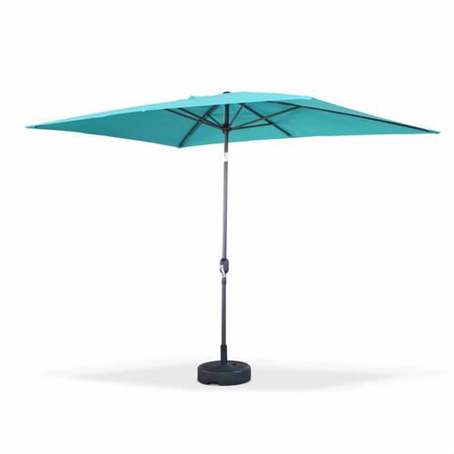 Parasol Droit Rectangulaire 2x3m - Touquet Turquoise - Mât Central En Aluminium Orientable Et