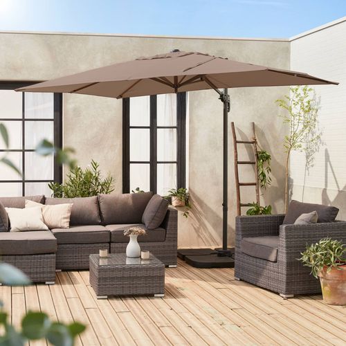 Parasol Déporté Rectangulaire 2x3m Antibes Taupe Parasol Excentré Inclinable Rabattable Et