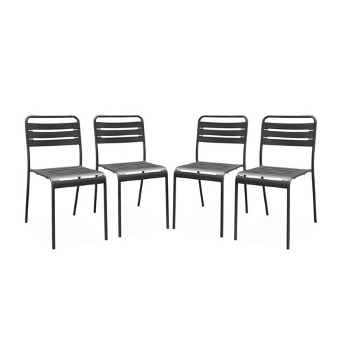 Lot De 4 Chaises De Jardin Acier 4 Places Anthracite Amelia L44 X P52 X H79cm