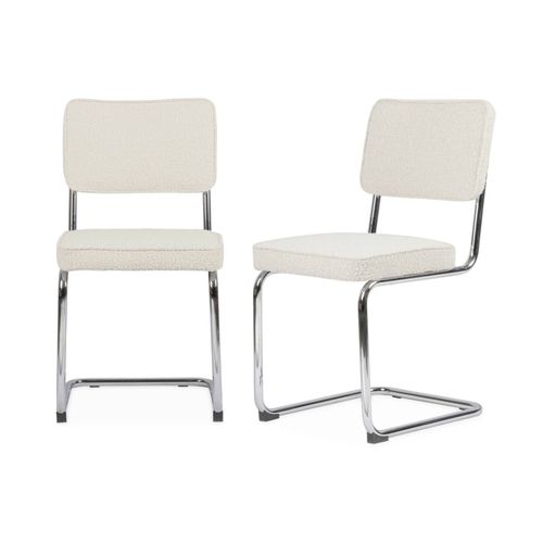 Lot De 2 Chaises Cantilever Tissu Bouclette Texturée Banc Cassé L46 X P54.5x H84.5cm