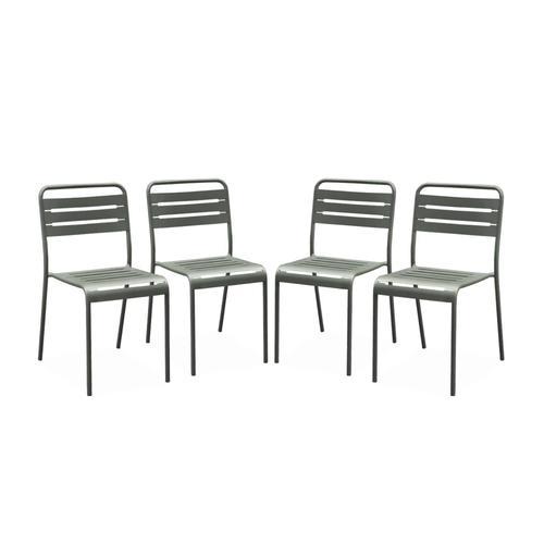 Lot De 4 Chaises De Jardin Acier. 4 Places. Savane. Amelia. L44 X P52 X H79cm