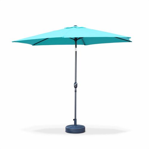 Parasol Droit Rond Ø300 Cm - Touquet Turquoise - Mât Central En Aluminium Orientable Et Manivelle
