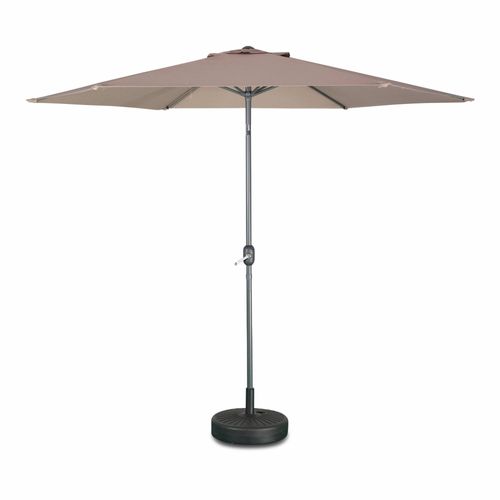 Parasol Droit Rond Ø300 Cm - Touquet Taupe - Mat Central En Aluminium Orientable Et Manivelle