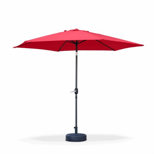 Parasol Droit Rond Ø300 Cm Touquet Rouge Mât Central En Aluminium Orientable Et Manivelle