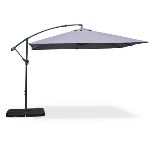 Parasol Déporté Carré 3x3m - Hardelot 3x3m - Gris - Manivelle Anti-Retour - Toile Déperlante