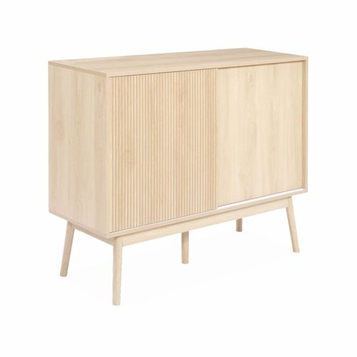 Buffet De Rangement Décor Bois 2 Portes Coulissantes L 115 X L 39.5 X H 90 Cm Linear
