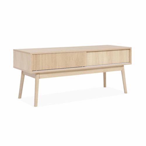 Meuble Tv Décor Bois 2 Portes Coulissantes L 115 X L 40 X H 48cm Linear
