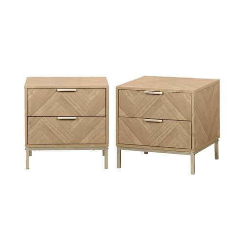 Lot De 2 Tables De Chevet Budapest Deux Tiroirs L 45 X L 40 X H 45cm