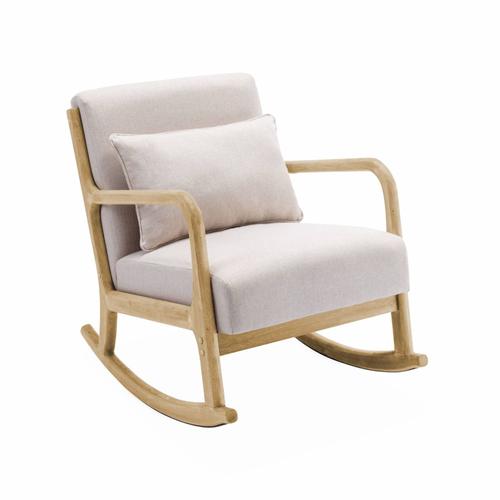 Fauteuil À Bascule Design En Bois Et Tissu 1 Place Rocking Chair Scandinave Beige