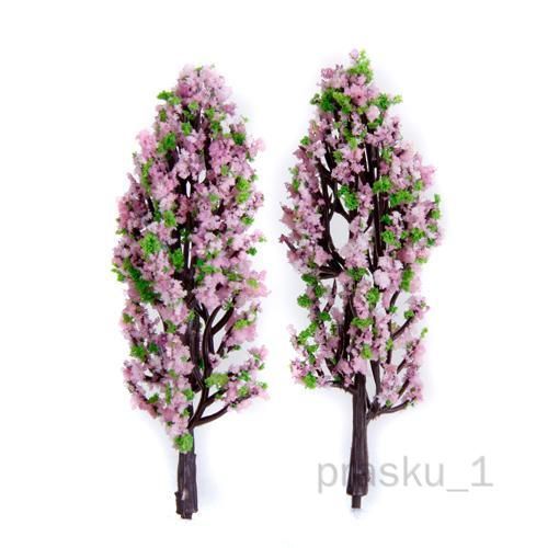 20 Pcs Modèle Arbres Avec Des Fleurs Roses Et Vertes Train Chemin De Fer Diorama Paysage Paysage Ho : 2,9 Cm