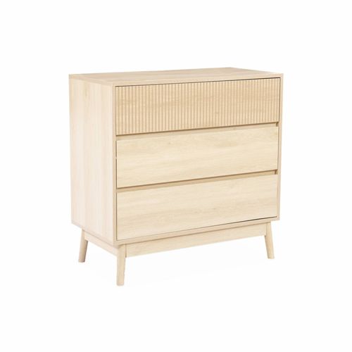 Commode De Rangement Décor Bois 3 Tiroirs Linear