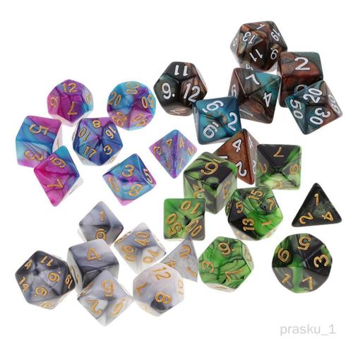 28pcs Polyédriques Dés D20 D12 D10 D8 D6 D4 Pour D \U0026 D Rpg Mtg Party Table Game