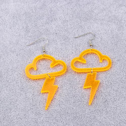 Nuages Orange - Boucles D'oreilles Longues En Acrylique Néon Pour Femmes, 6 Couleurs, Exagérées, Rétro, Fluorescent, Vert, Éclair, Bijoux