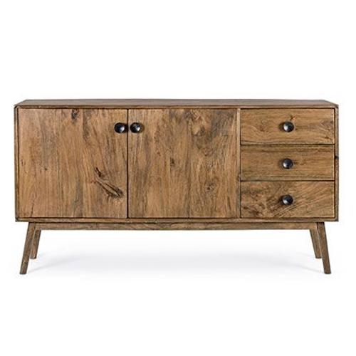 Buffet 2 Portes 3 Tiroirs 150x40x80 Cm En Bois De Manguier - Klessi