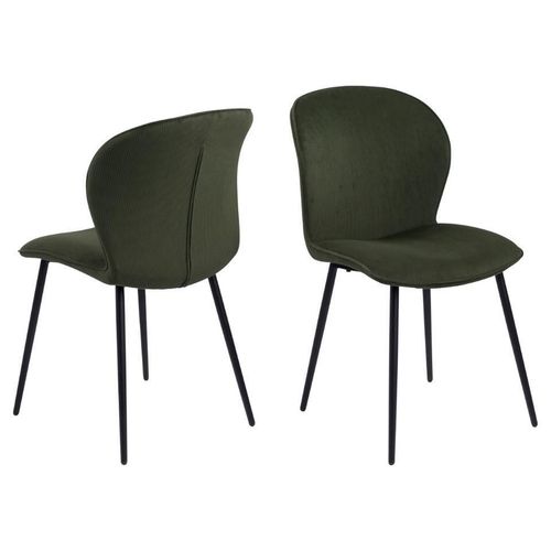 Lot De 2 Chaises De Salle À Manger Lina - Velours Côtelé Vert Olive