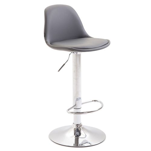 Tabouret De Bar Avec Repose-Pieds Design Moderne Synthétique Gris Et Métal 10_0000148