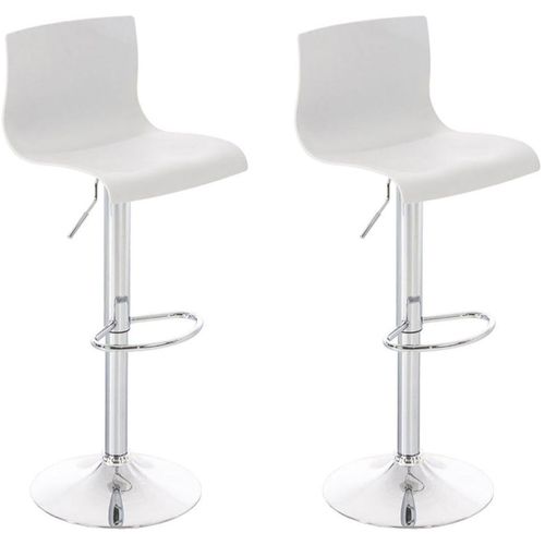 Set De 2 Tabourets De Bar Avec Repose-Pieds Plastique Blanc Design Moderne Hauteur Réglable 10_0000816