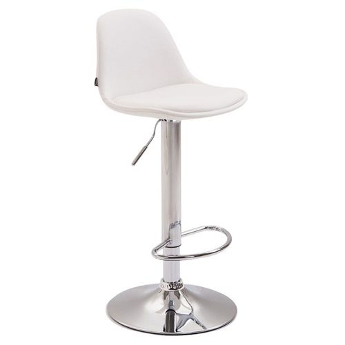 Tabouret De Bar Avec Repose-Pieds Design Moderne Synthétique Blanc Et Métal 10_0001033