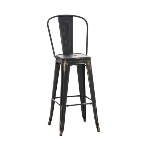 Tabouret De Bar Avec Dossier Haut Style Industriel En Métal Noir Doré 10_0001192