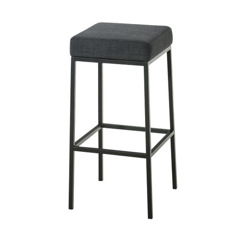 Tabouret De Bar Avec Repose-Pieds Design Moderne Tissu Gris Foncé Et Métal Noir Mat 10_0000043