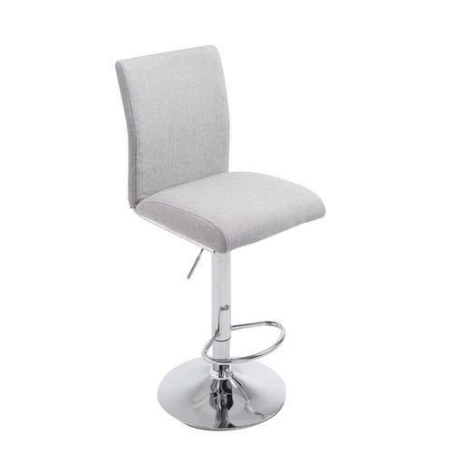 Tabouret De Bar Avec Repose-Pieds Design Moderne Tissu Gris Clair Réglable Et Pivotant 10_0000071