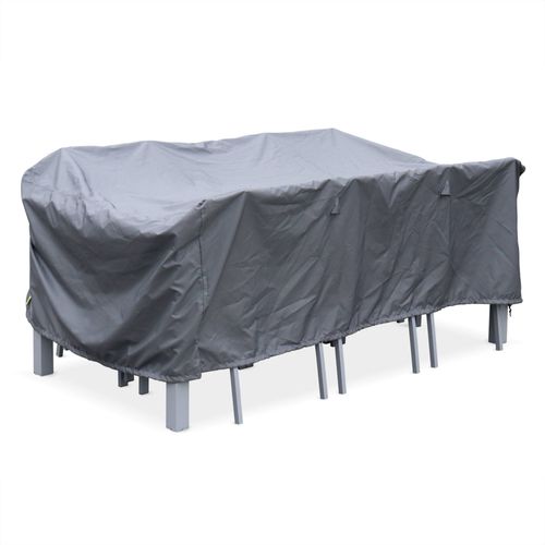 Housse De Protection 202x124cm Gris Foncé Bâche Rectangulaire En Polyester Enduit Pa Pour Table