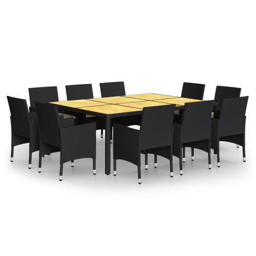 Mobilier À Dîner De Jardin 11 Pcs Résine Tressée Noir