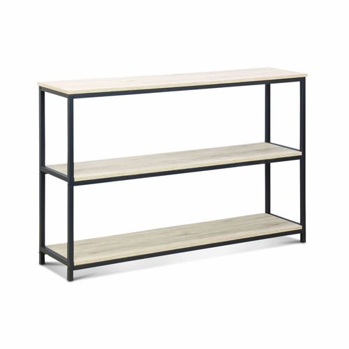 Etagère En Métal Noir Et Décor Bois Loft Bibliothèque 3 Niveaux 120x30x80 Cm