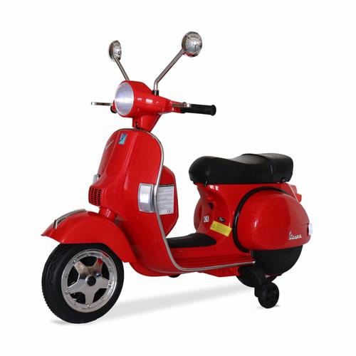 Vespa Rouge Px150 Scooter Electrique Pour Enfants 12v 4.5ah 1 Place Avec Autoradio