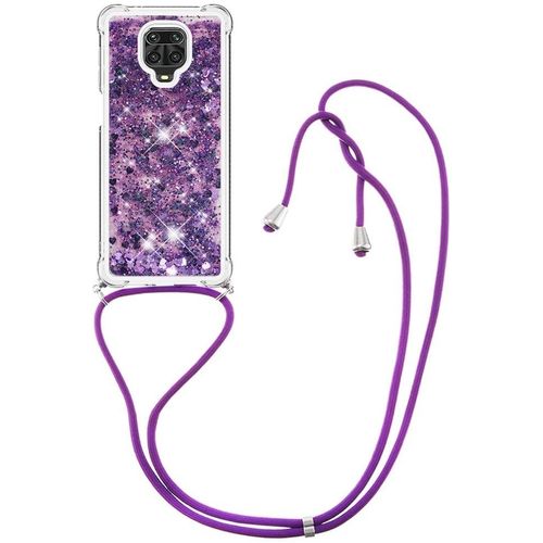 Pour Xiaomi Redmi Note 10 Pro Coque, Bling Liquide Paillette Antichoc Kawaii Etui Housse Avec Cordage Lanyard Case Pour Xiaomi Redmi Note 10 Pro. Lp Love Purple