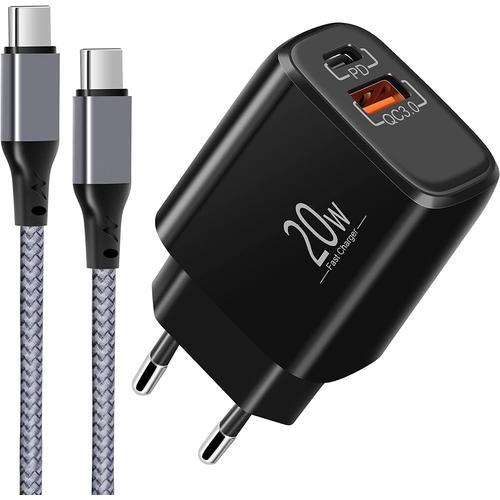 Disponible en stock Embout Chargeur USB C Rapide 20W avec Câble de Type C  de 2m