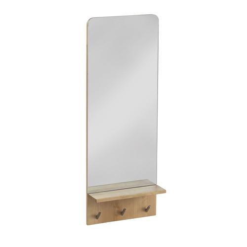 MIROIR VERTICAL ET PORTE MANTEAU EN BOIS NATUREL