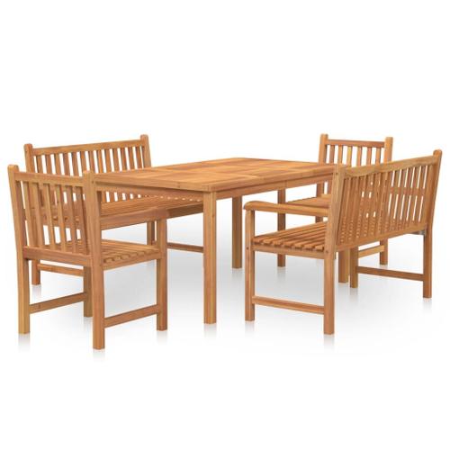 Ensemble À Dîner De Jardin 5 Pcs Bois De Teck Massif