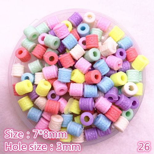 Perles Acryliques Multicolores Pour Enfants, 50 Pièces/Lot, Pour La Fabrication De Bijoux, Bracelets Faits À La Main, Collier # W