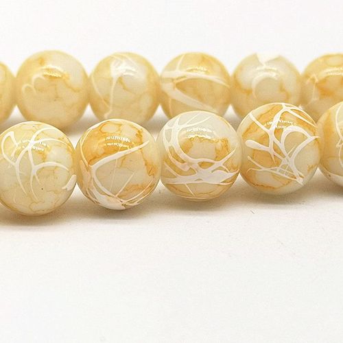 Perles En Verre De Soie Blanche, Vente En Gros, 4/6/8/10mm, Perles D'espacement En Vrac, Breloque Peinte Pour La Fabrication De Bijoux, Bracelet Et Collier Diy #23