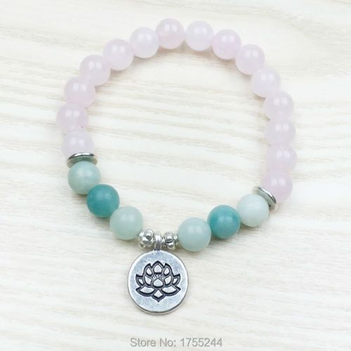 Bracelet Lotus Tendance Pour Femmes, Pierre De Rose Naturelle, Amazonite, Yoga, Bijoux De Guérison, Haute Qualité, Sn1031