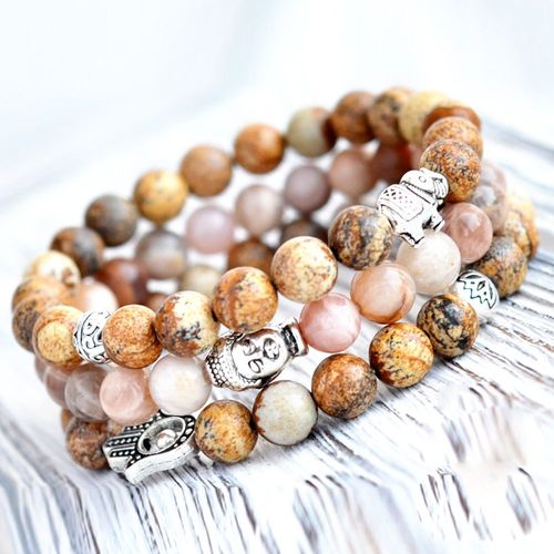 Bracelet Énergétique En Pierre De Soleil De Qualité A, 8mm, Bracelet De Yoga, Breloque En Forme De Fleur De Lotus