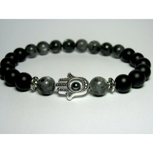 Bracelet De Yoga Unisexe Pour Hommes, Sn0687, Onyx Et Larvicite, Bracelet De Yoga, Perles Extensibles