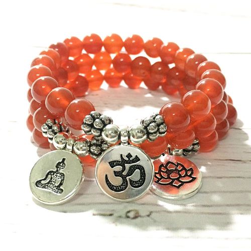 Bracelet De Yoga En Cornaline Brésilienne Pour Femmes, Bijou En Pierre Naturelle, Bijou De Méditation Fait À La Main, Grade Aaa, Mg0980