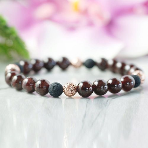 Bracelet En Grenat Et Lave Pour Femmes, Nouveau Design, Pierres Précieuses Fines, Haute Qualité, Bijoux Calmants, Yoga Mala