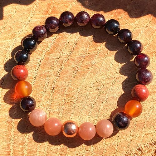 Bracelet En Pierre De Soleil En Grenat Naturel, Avec Cristaux De Qualité Aa, Énergie, Vitalité, Guérison Chakra, Vente En Gros