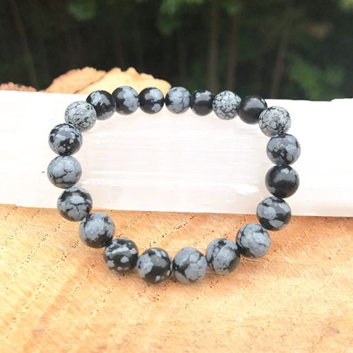 Bracelet En Obsidienne Flocon De Neige Pour Hommes, Nouvel Arrivage, Design, Pierre D'énergie, Tension, Équilibre, Bracelet Mala, Vente En Gros