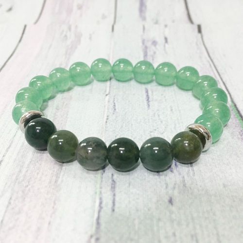 Bracelet D'agates En Mousse Naturelle De 8 Mm Pour Femmes, Bijou De Yoga, Aventurine Verte, Thérapeutique, Anti Stress, Tendance, Mg0362