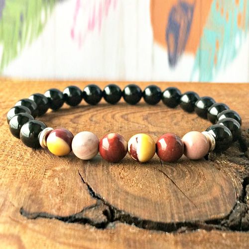 Bracelet En Tourmaline Noire Mookaite Jaspers, Aaa, 8mm, En Pierre Naturelle, Perlé, Pour Protection De L'alimentation Personnelle, Vente En Gros
