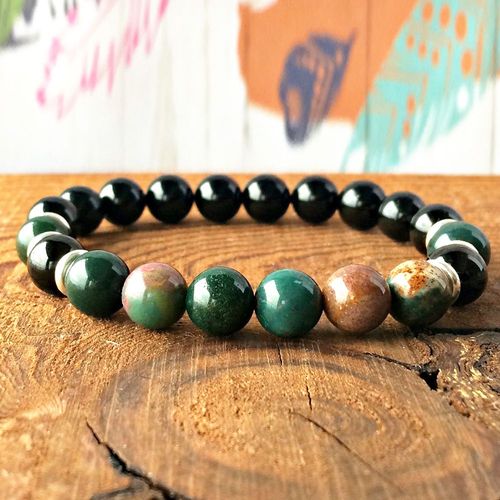 Bracelet En Tourmaline Noire Et Pierre De Sang De Qualité Aaa Pour Hommes, Perles De 8mm, Racine Chakra, Bracelet Énergétique, Pierre Précieuse Naturelle, Vente En Gros