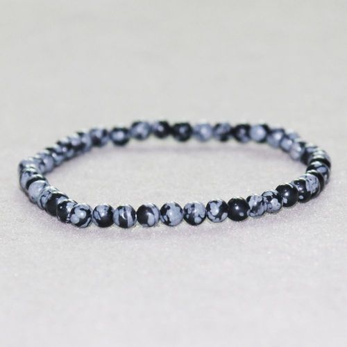 Bracelet En Obsidienne De Flocon De Neige 4mm, Mini Bijou En Pierre Naturelle Pour Femmes, Bracelet D'équilibre Énergétique, Vente En Gros
