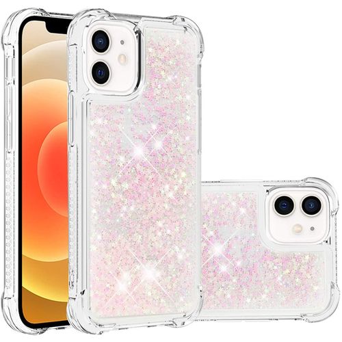 Coque Pour Apple Iphone 12, Coin Airbag Antichute Sables Mouvants Coque Tpu Bumper Sparkle Case Compatible Avec Iphone 12. Ybw Star Pink